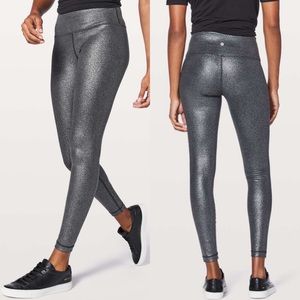 Lululemon High Rise Wunder Under Silver Foil Black